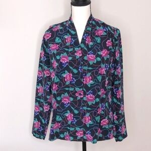 Pendleton Country Sophisticates Floral Vintage Blouse 12P Long Sleeve